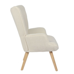 Πολυθρόνα ArteLibre MARION Λευκό Ύφασμα Μπουκλέ/Ξύλο 73x69x96cm - Image 2