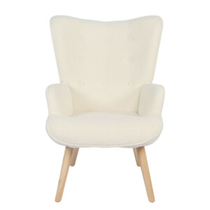 Πολυθρόνα ArteLibre MARION Λευκό Ύφασμα Μπουκλέ/Ξύλο 73x69x96cm - Image 3