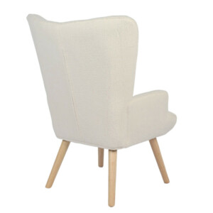 Πολυθρόνα ArteLibre MARION Λευκό Ύφασμα Μπουκλέ/Ξύλο 73x69x96cm - Image 4