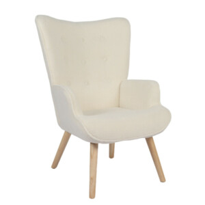 Πολυθρόνα ArteLibre MARION Λευκό Ύφασμα Μπουκλέ/Ξύλο 73x69x96cm