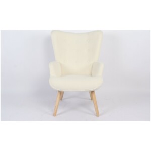 Πολυθρόνα ArteLibre MARION Λευκό Ύφασμα Μπουκλέ/Ξύλο 73x69x96cm - Image 5