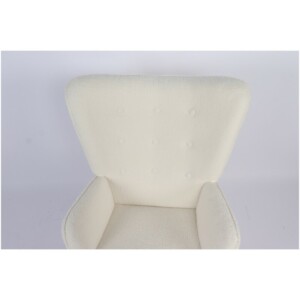 Πολυθρόνα ArteLibre MARION Λευκό Ύφασμα Μπουκλέ/Ξύλο 73x69x96cm - Image 6