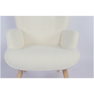 Πολυθρόνα ArteLibre MARION Λευκό Ύφασμα Μπουκλέ/Ξύλο 73x69x96cm - Image 7