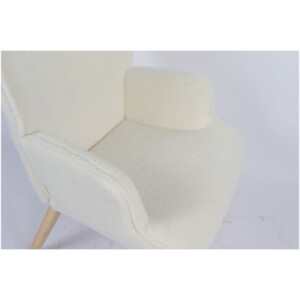 Πολυθρόνα ArteLibre MARION Λευκό Ύφασμα Μπουκλέ/Ξύλο 73x69x96cm - Image 10