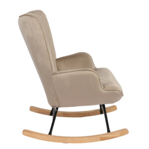 Πολυθρόνα Κουνιστή ArteLibre DARIA Ανοιχτό Καφέ Βελούδο/Μέταλλο/Ξύλο 85x69x90cm - Image 2