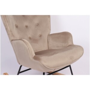 Πολυθρόνα Κουνιστή ArteLibre DARIA Ανοιχτό Καφέ Βελούδο/Μέταλλο/Ξύλο 85x69x90cm - Image 12