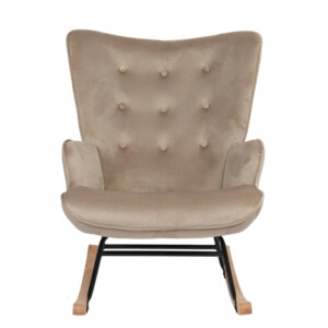 Πολυθρόνα Κουνιστή ArteLibre DARIA Ανοιχτό Καφέ Βελούδο/Μέταλλο/Ξύλο 85x69x90cm - Image 3