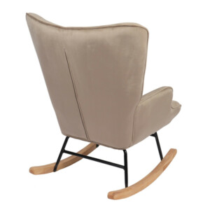 Πολυθρόνα Κουνιστή ArteLibre DARIA Ανοιχτό Καφέ Βελούδο/Μέταλλο/Ξύλο 85x69x90cm - Image 4