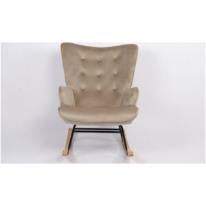 Πολυθρόνα Κουνιστή ArteLibre DARIA Ανοιχτό Καφέ Βελούδο/Μέταλλο/Ξύλο 85x69x90cm - Image 5