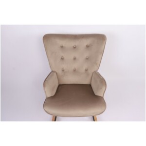 Πολυθρόνα Κουνιστή ArteLibre DARIA Ανοιχτό Καφέ Βελούδο/Μέταλλο/Ξύλο 85x69x90cm - Image 6