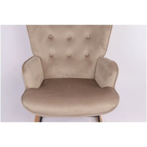 Πολυθρόνα Κουνιστή ArteLibre DARIA Ανοιχτό Καφέ Βελούδο/Μέταλλο/Ξύλο 85x69x90cm - Image 8