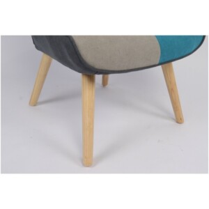 Πολυθρόνα ArteLibre BRIAR Κίτρινο/Μπλε Patchwork Ύφασμα/Ξύλο 73x69x96cm - Image 11