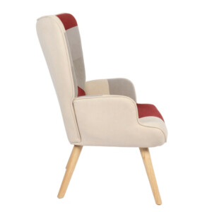 Πολυθρόνα ArteLibre BRIAR Μπορντό/Γκρι Patchwork Ύφασμα/Ξύλο 73x69x96cm - Image 2