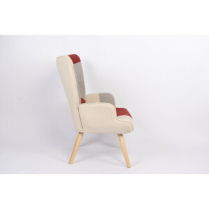 Πολυθρόνα ArteLibre BRIAR Μπορντό/Γκρι Patchwork Ύφασμα/Ξύλο 73x69x96cm - Image 13