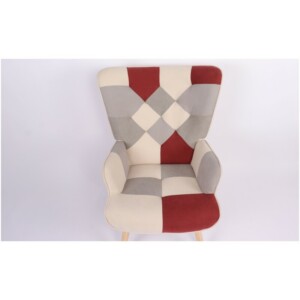 Πολυθρόνα ArteLibre BRIAR Μπορντό/Γκρι Patchwork Ύφασμα/Ξύλο 73x69x96cm - Image 6