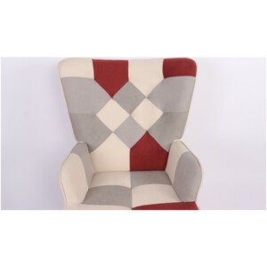 Πολυθρόνα ArteLibre BRIAR Μπορντό/Γκρι Patchwork Ύφασμα/Ξύλο 73x69x96cm - Image 7