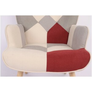 Πολυθρόνα ArteLibre BRIAR Μπορντό/Γκρι Patchwork Ύφασμα/Ξύλο 73x69x96cm - Image 8