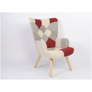 Πολυθρόνα ArteLibre BRIAR Μπορντό/Γκρι Patchwork Ύφασμα/Ξύλο 73x69x96cm - Image 10