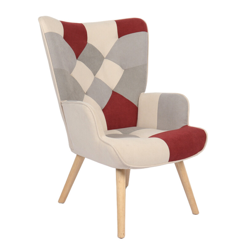 Πολυθρόνα ArteLibre BRIAR Μπορντό/Γκρι Patchwork Ύφασμα/Ξύλο 73x69x96cm Πολυθρόνα ArteLibre BRIAR Μπορντό/Γκρι Patchwork Ύφασμα/Ξύλο 73x69x96cm