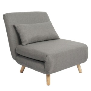 Πολυθρόνα Κρεβάτι ArteLibre VERA Γκρι Ανοιχτό Ύφασμα/Ξύλο 79x80x89cm