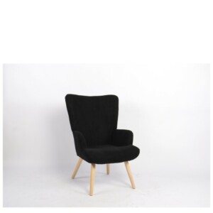 Πολυθρόνα ArteLibre LIRA Μαύρο Ύφασμα Κοτλέ/Ξύλο 94.5x64x70.5cm