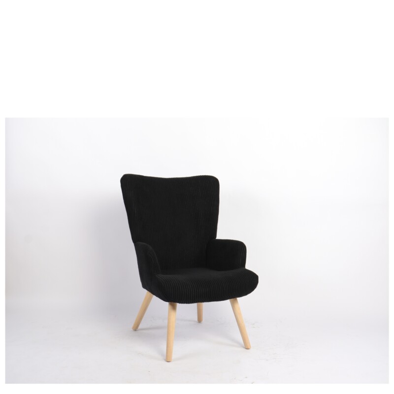 Πολυθρόνα ArteLibre LIRA Μαύρο Ύφασμα Κοτλέ/Ξύλο 94.5x64x70.5cm Πολυθρόνα ArteLibre LIRA Μαύρο Ύφασμα Κοτλέ/Ξύλο 94.5x64x70.5cm