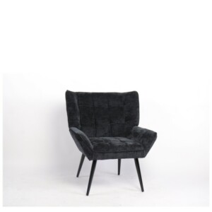 Πολυθρόνα ArteLibre TIVA Μαύρο Ύφασμα Σενίλ/Μέταλλο 84x78x77cm