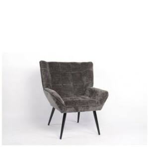 Πολυθρόνα ArteLibre TIVA Γκρι Σκούρο Ύφασμα Σενίλ/Μέταλλο 84x78x77cm