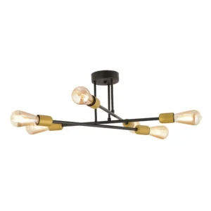 Φωτιστικό Κρεμαστό ArteLibre OCTO Πολύφωτο Μαύρο/Χρυσό Μέταλλο 55x23cm - Image 2