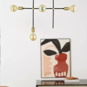 Φωτιστικό Κρεμαστό ArteLibre LU Πολύφωτο Μαύρο/Χρυσό Μέταλλο 78x82cm - Image 3