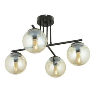 Φωτιστικό Κρεμαστό ArteLibre MAL Πολύφωτο Μαύρο Μέταλλο/Γυαλί 76x36cm - Image 2