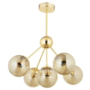 Φωτιστικό Κρεμαστό ArteLibre MEY Πολύφωτο Χρυσό/Μελί Μέταλλο/Γυαλί 59x64cm - Image 2