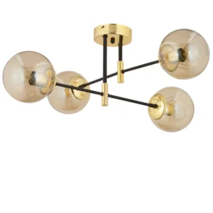 Φωτιστικό Κρεμαστό ArteLibre MAR Πολύφωτο Χρυσό/Μελί Μέταλλο/Γυαλί 70x35cm - Image 2