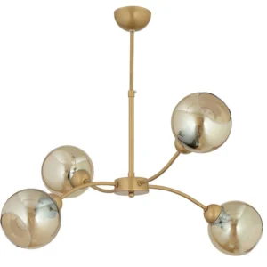 Φωτιστικό Κρεμαστό ArteLibre ECV Πολύφωτο Αντικέ/Μελί Μέταλλο/Γυαλί 75x60cm - Image 2