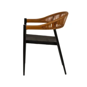 Πολυθρόνα Κήπου ArteLibre LIVINGSTONE Μαύρο/Καφέ Αλουμίνιο/Rattan 56x55x76cm - Image 6