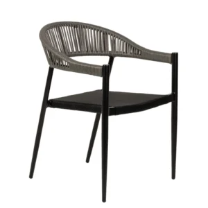 Πολυθρόνα Κήπου ArteLibre LIVINGSTONE Μαύρο/Γκρι Αλουμίνιο/Rattan 56x55x76cm