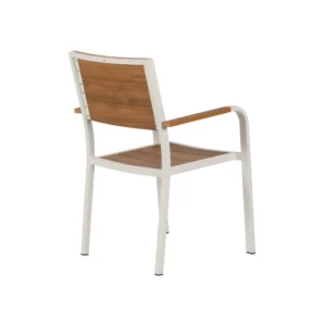 Πολυθρόνα Κήπου ArteLibre GOUINA Λευκό/Καρυδί Αλουμίνιο/Ξύλο 55x55x86cm - Image 3