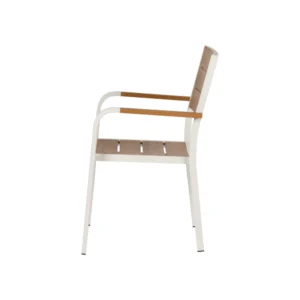 Πολυθρόνα Κήπου ArteLibre GOUINA Λευκό/Καρυδί Αλουμίνιο/Ξύλο 55x55x86cm - Image 6