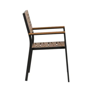 Πολυθρόνα Κήπου ArteLibre OUZOUD Γκρι/Καρυδί Αλουμίνιο/Ξύλο 57x57x84cm - Image 2