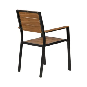 Πολυθρόνα Κήπου ArteLibre OUZOUD Γκρι/Καρυδί Αλουμίνιο/Ξύλο 57x57x84cm - Image 3