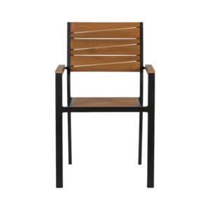 Πολυθρόνα Κήπου ArteLibre OUZOUD Γκρι/Καρυδί Αλουμίνιο/Ξύλο 57x57x84cm - Image 8