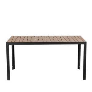 Τραπέζι Κήπου ArteLibre OUZOUD Μαύρο/Καρυδί Αλουμίνιο/Ξύλο 150x90x74cm - Image 2
