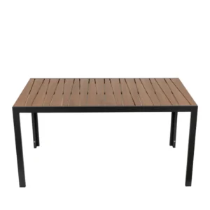 Τραπέζι Κήπου ArteLibre OUZOUD Μαύρο/Καρυδί Αλουμίνιο/Ξύλο 150x90x74cm - Image 3