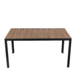 Τραπέζι Κήπου ArteLibre OUZOUD Μαύρο/Καρυδί Αλουμίνιο/Ξύλο 150x90x74cm - Image 3