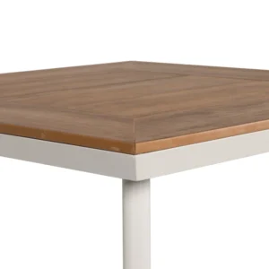 Τραπέζι Κήπου ArteLibre EPUPA Λευκό/Καρυδί Αλουμίνιο/Ξύλο 80x80x73cm - Image 4