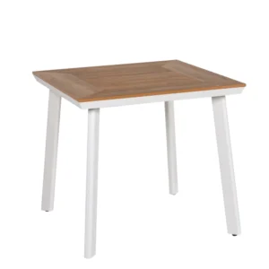 Τραπέζι Κήπου ArteLibre EPUPA Λευκό/Καρυδί Αλουμίνιο/Ξύλο 80x80x73cm