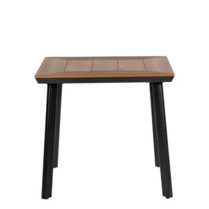 Τραπέζι Κήπου ArteLibre EPUPA Μαύρο/Καρυδί Αλουμίνιο/Ξύλο 80x80x73cm - Image 3