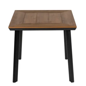 Τραπέζι Κήπου ArteLibre EPUPA Μαύρο/Καρυδί Αλουμίνιο/Ξύλο 80x80x73cm - Image 4