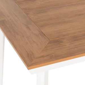 Τραπέζι Κήπου ArteLibre EPUPA Λευκό/Καρυδί Αλουμίνιο/Ξύλο 120x80x73cm - Image 5