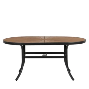 Τραπέζι Κήπου ArteLibre RUSUMO Μαύρο/Καρυδί Αλουμίνιο/Ξύλο 150x90x73cm - Image 2